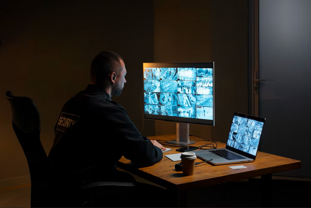 Ottawa security guard monitoring CCTV cameras