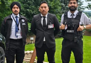 Event security officer managing crowd control outdoors in Ottawa